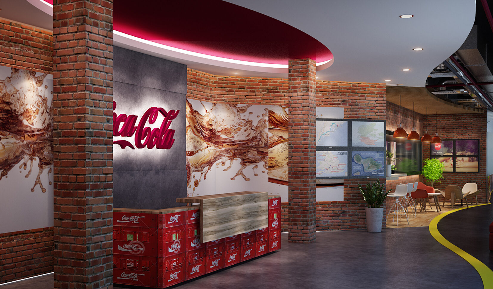 Thiết kế nội thất văn phòng Coca Cola