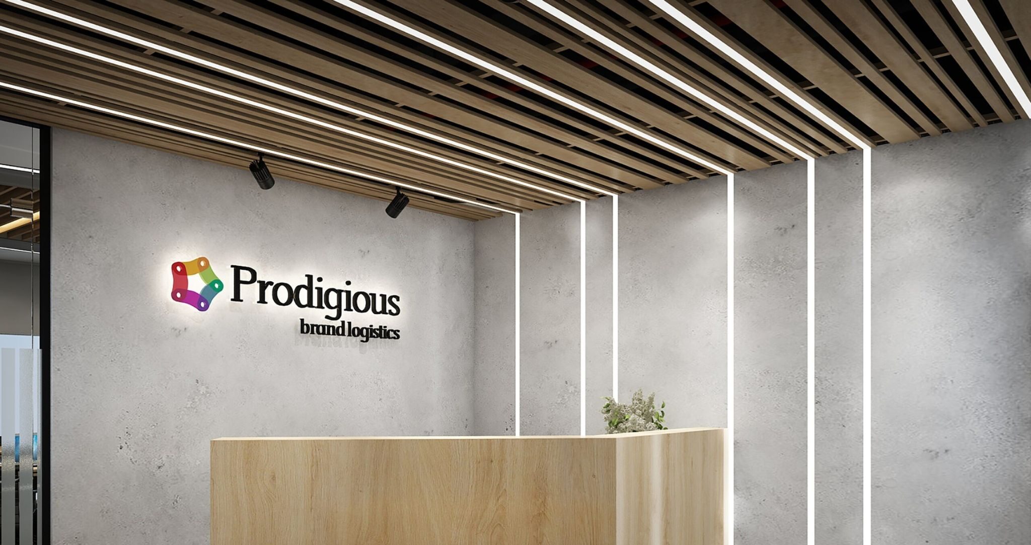 Thiết kế nội thất văn phòng Prodigious - sảnh lễ tân