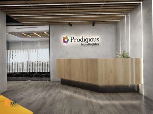 Thiết kế nội thất văn phòng Prodigious - sảnh lễ tân (Prodigious Office Interior Design - A Reception)