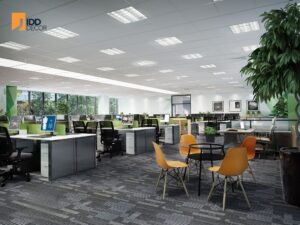 Thiết kế nội thất văn phòng Kềm Nghĩa - phòng làm việc không gian mở (Kem Nghia Office Interior Design - Open Workspace with Nature Elements)