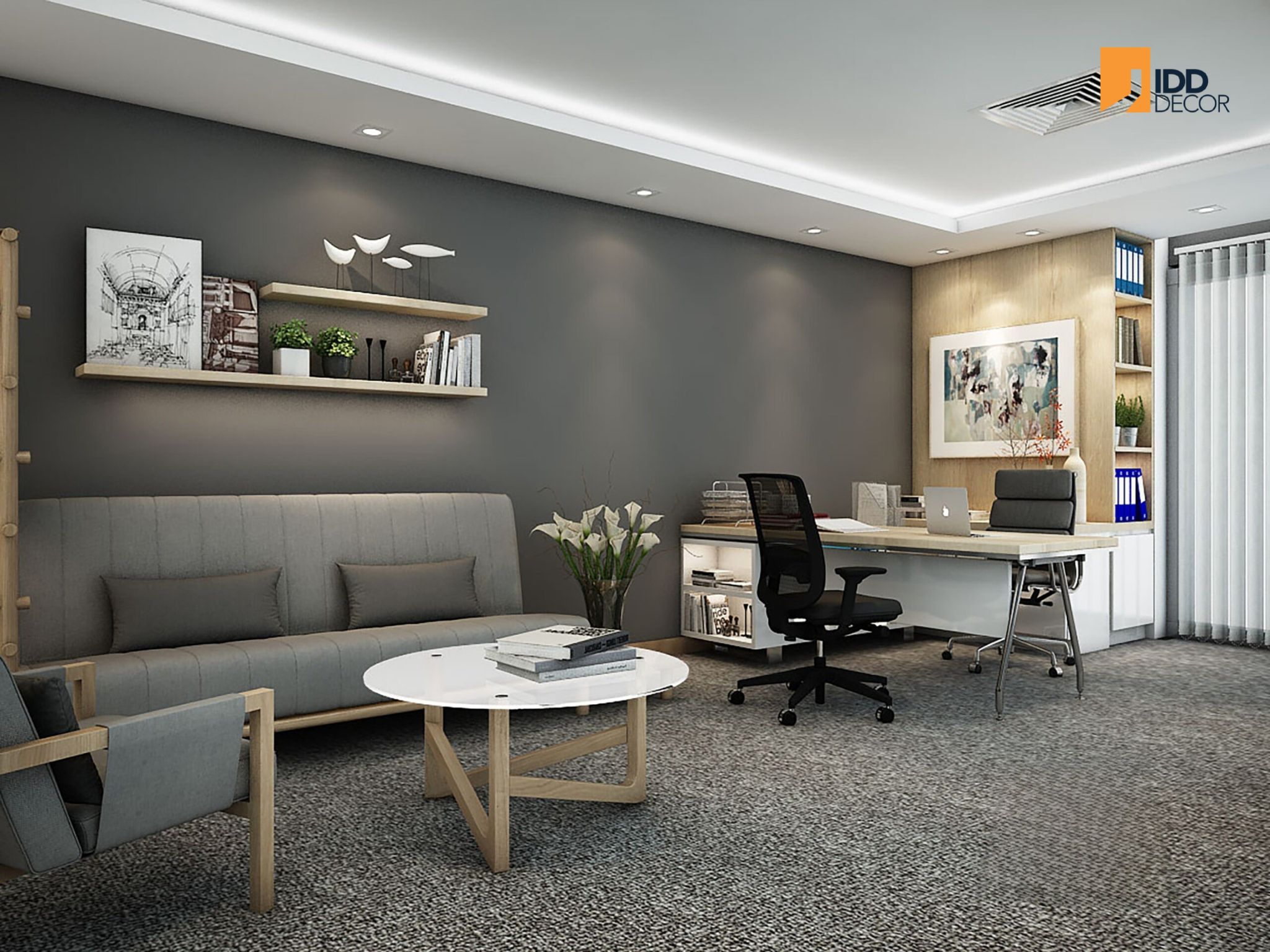 Thiết kế nội thất văn phòng tập đoàn ECOBA - phòng Tổng Giám Đốc (ECOBA Office Interior Design - The Leadership Area: Sophistication and Vision)