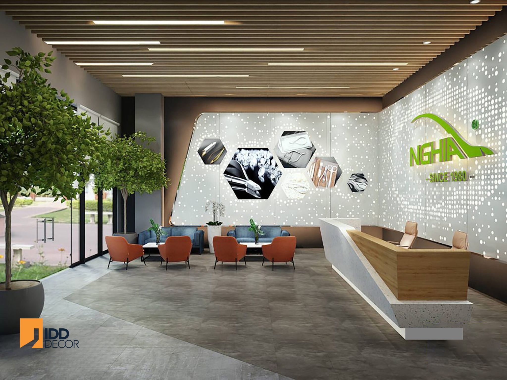 Thiết kế nội thất văn phòng Kềm Nghĩa - quầy lễ tân (Kem Nghia Office Interior Design - Reception Area)