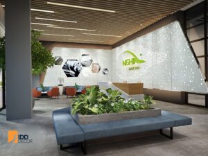 Thiết kế nội thất văn phòng Kềm Nghĩa - quầy lễ tân (Kem Nghia Office Interior Design - Reception Area)