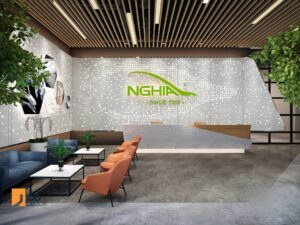 Thiết kế nội thất văn phòng Kềm Nghĩa - quầy lễ tân (Kem Nghia Office Interior Design - Reception Area)