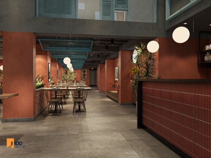 Thiết kế nội thất nhà hàng Ngon Sài Gòn - Đống Đa Hà Nội - tầng trệt (Ngon Sai Gon - Dong Da Ha Noi restaurant interior design - Bar & Reception – Cho Lon Vibes Inside the Restaurant)