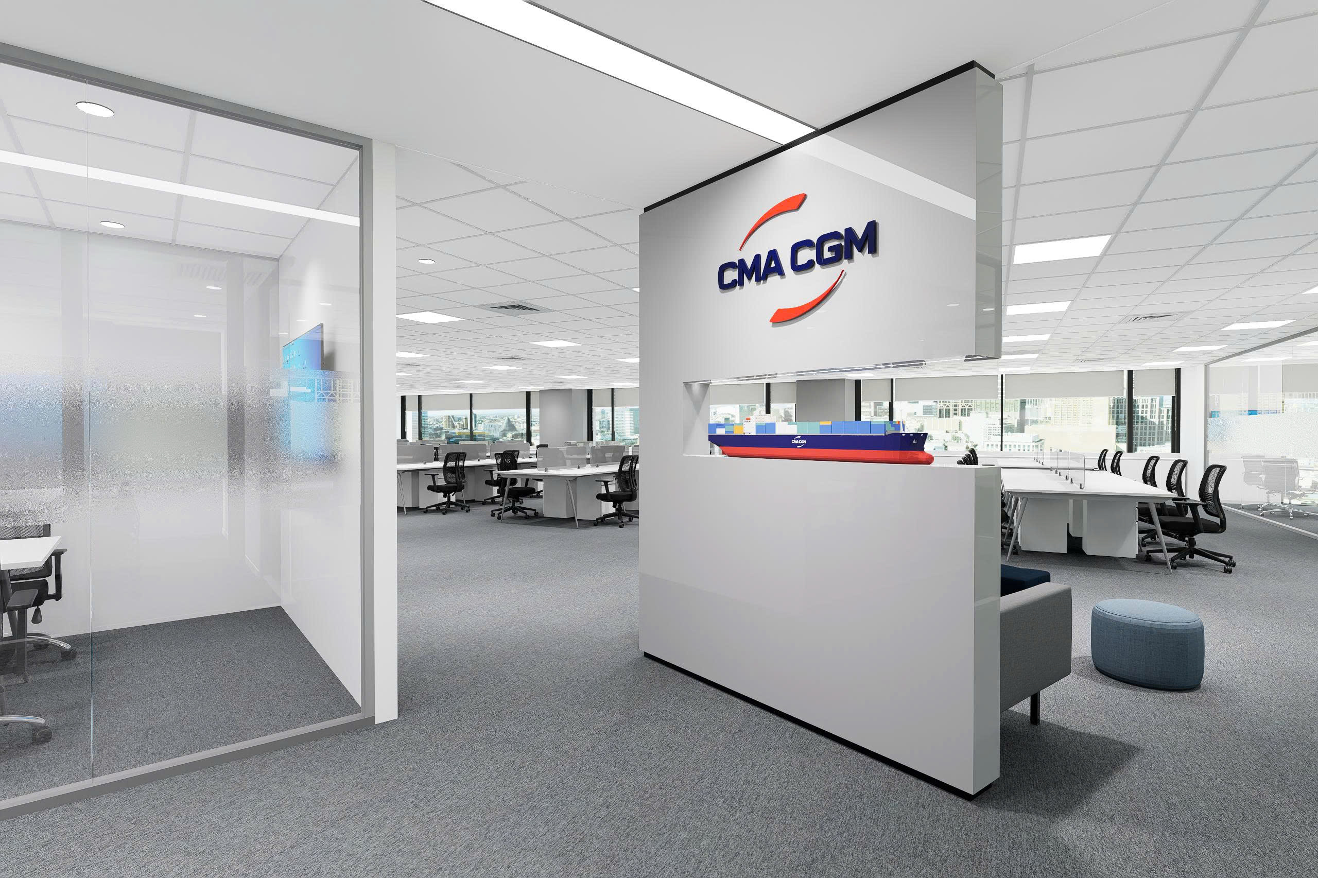 Thiết kế nội thất khu vực làm việc CMA CGM