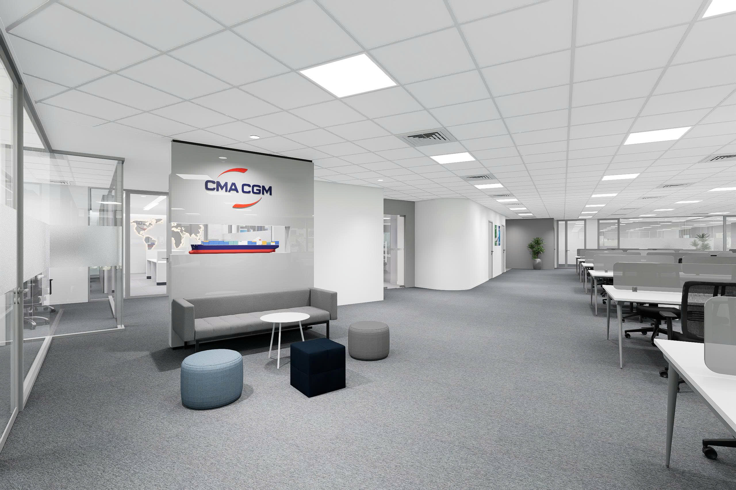 Thiết kế nội thất khu vực làm việc CMA CGM