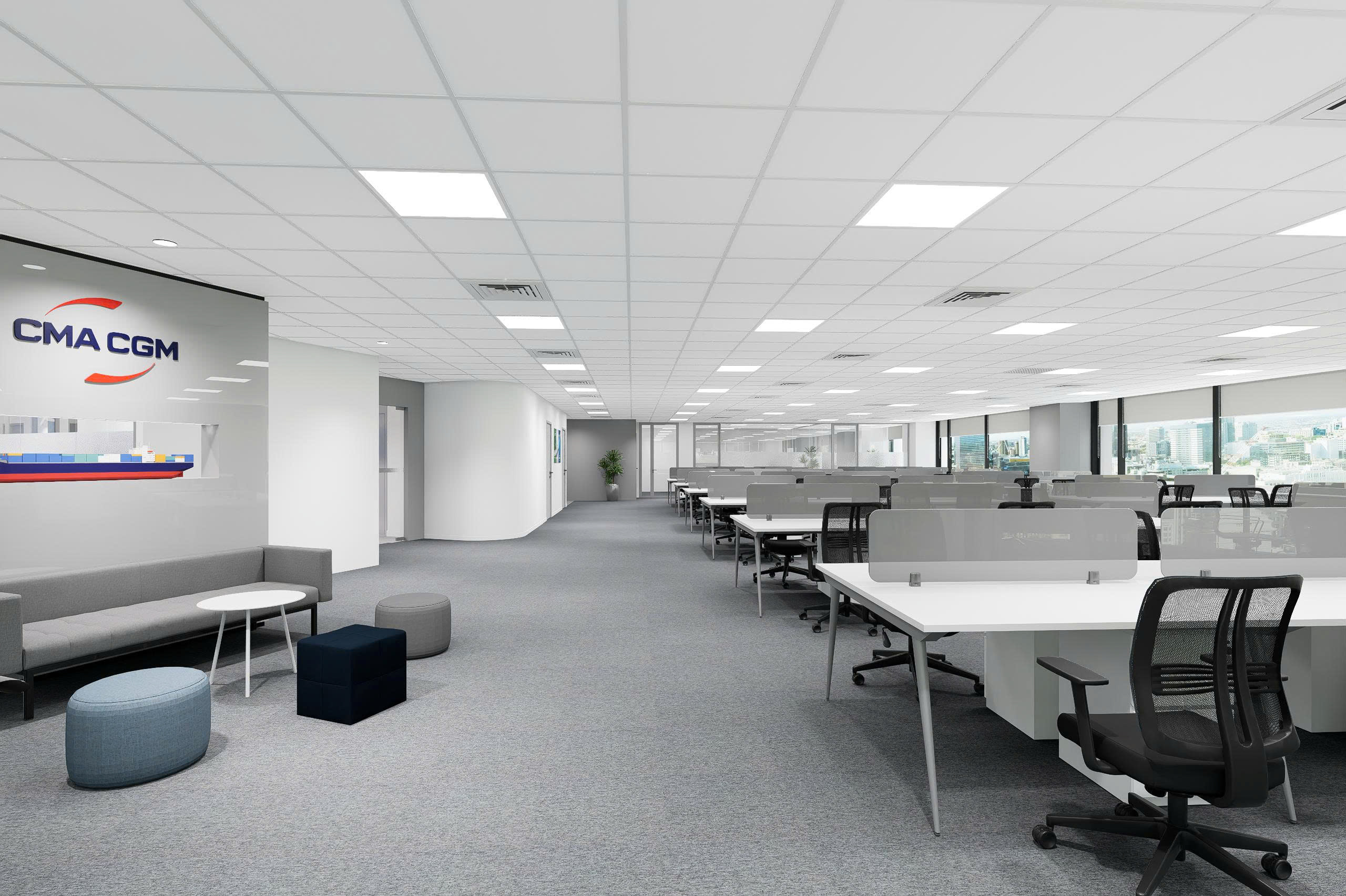 Thiết kế nội thất khu vực làm việc CMA CGM