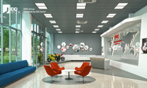 Mẫu thiết kế khu vực lễ tân tập đoàn VPIC mà IDD Decor đã thực hiện